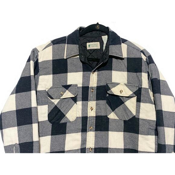 Northwest Territory Black Flannel Shirt Size Large Heavy Duty Lined Button Up - Picture 3 of 8